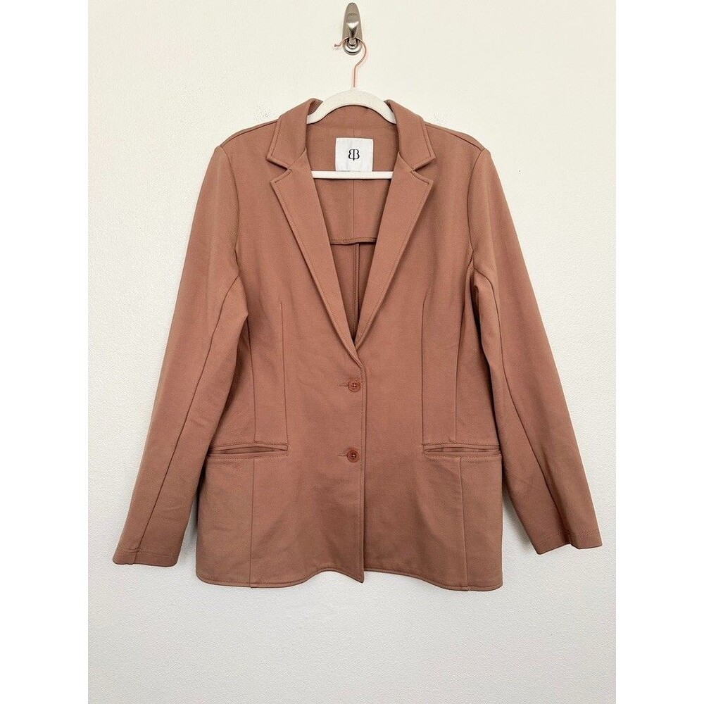 Betabrand Classic Suit Blazer Ponte Jacket Two Button Brown Stretch Women's XL